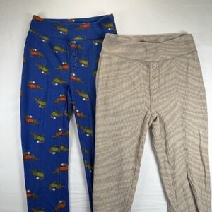Aerie Waffle Knit Pajama Pants XS Lot Of 2 Blue And Tan Pajamas Weiner Dog Print